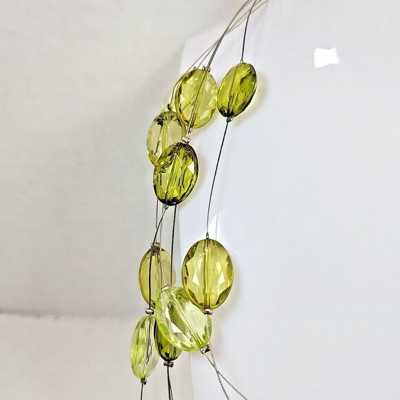 Multi-Strand Green Beaded Statement Necklace Layered Fashion Jewelry 16" - 19" - Picture 5 of 10